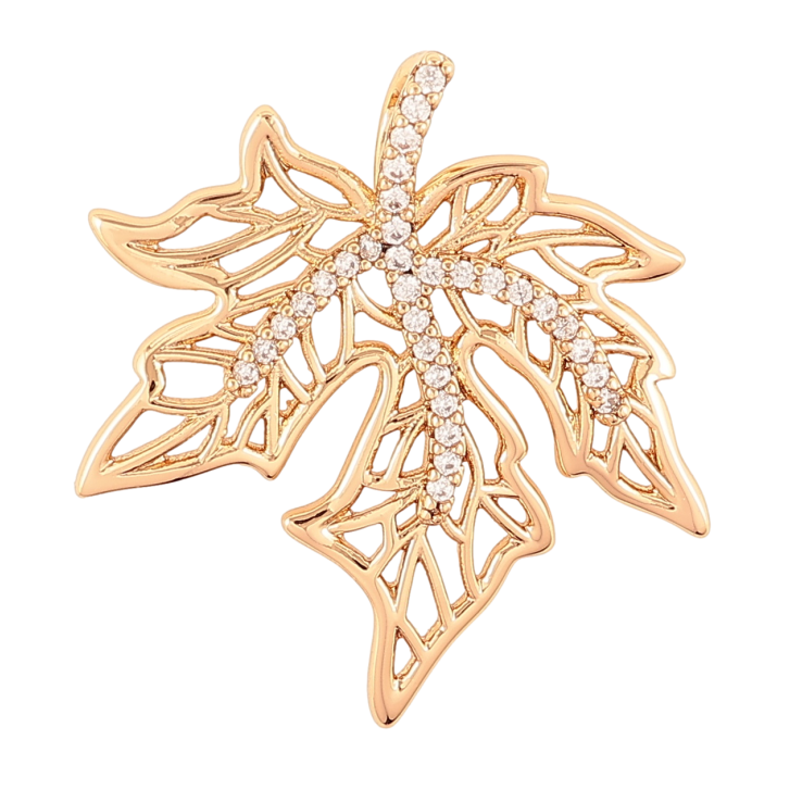 Кулон Xuping Позолота 18K ««Кленовий лист із цирконієм» для ланцюжка до 2 мм фото №17