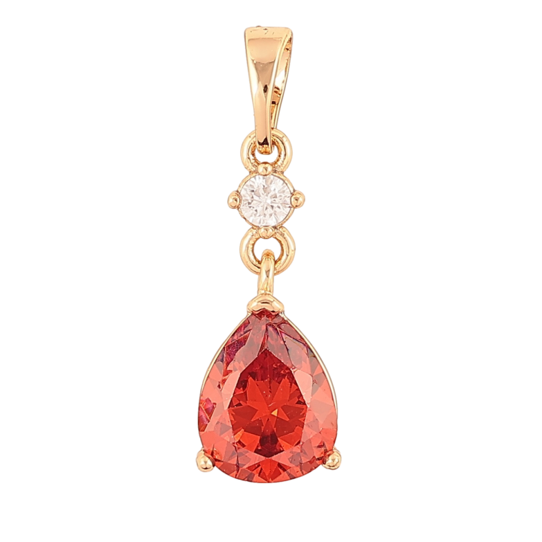 Кулон Xuping Позолота 18K Красная кристальная капля для цепочки до 5мм фото №2 Кулон Xuping Позолота 18K Красная кристальная капля для цепочки до 5мм фото №2