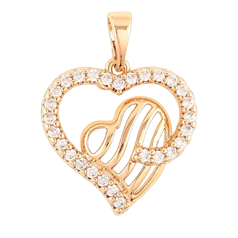 Кулон Xuping Позолота 18K Сердечки с цирконием для цепочки до 5мм фото №1