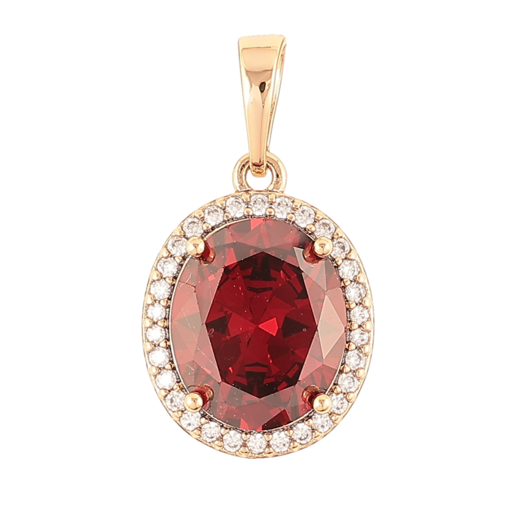Кулон Xuping Позолота 18K «Червоний фіаніт в обрамленні цирконію» для ланцюжка до 6мм фото №11