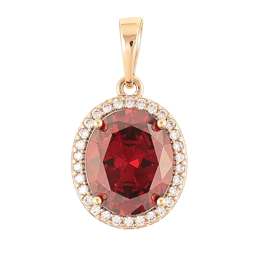 Кулон Xuping Позолота 18K «Червоний фіаніт в обрамленні цирконію» для ланцюжка до 6мм фото №1