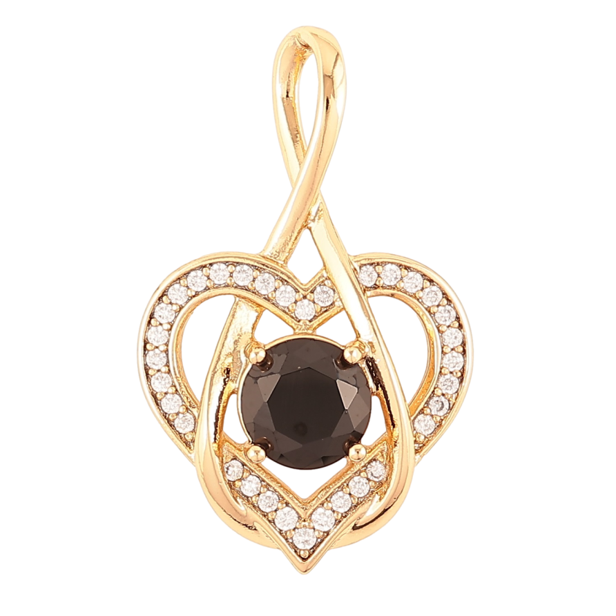 Кулон Xuping Позолота 18K «Сердечко з чорним фіанітом і цирконієм» для ланцюжка до 4мм фото №1 Кулон Xuping Позолота 18K «Сердечко з чорним фіанітом і цирконієм» для ланцюжка до 4мм фото №1