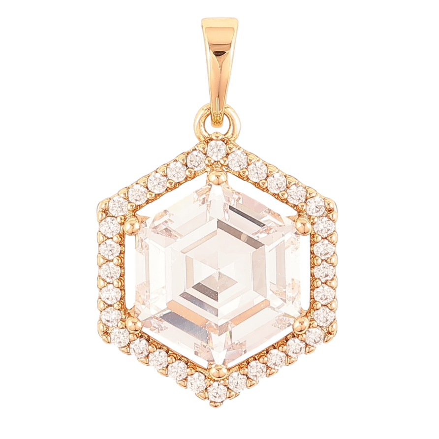 Кулон Xuping Позолота 18K «Кришталевий шестикутник» для ланцюжка до 6мм фото №1