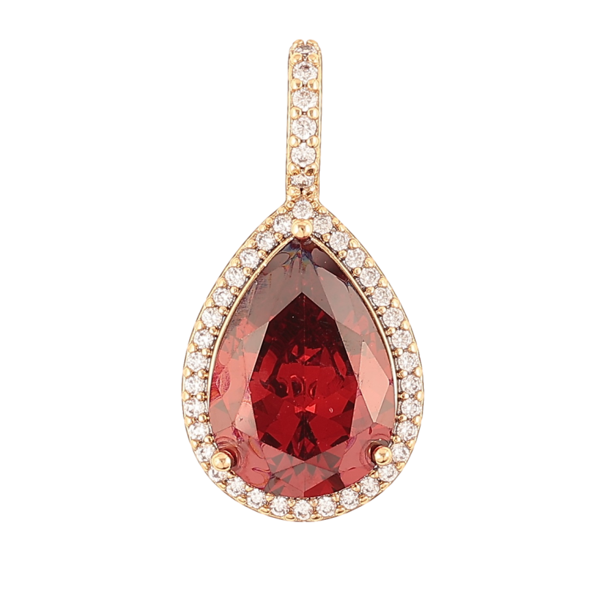 Кулон Xuping Позолота 18K «Червоний фіаніт в обрамленні цирконію» для ланцюжка до 4мм фото №1