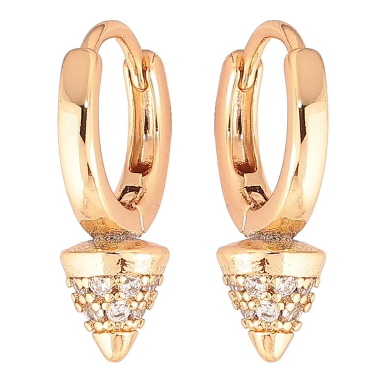 Сережки Xuping Позолота 18K колечка «Конуси з цирконієм» фото №1 Сережки Xuping Позолота 18K колечка «Конуси з цирконієм» фото №1