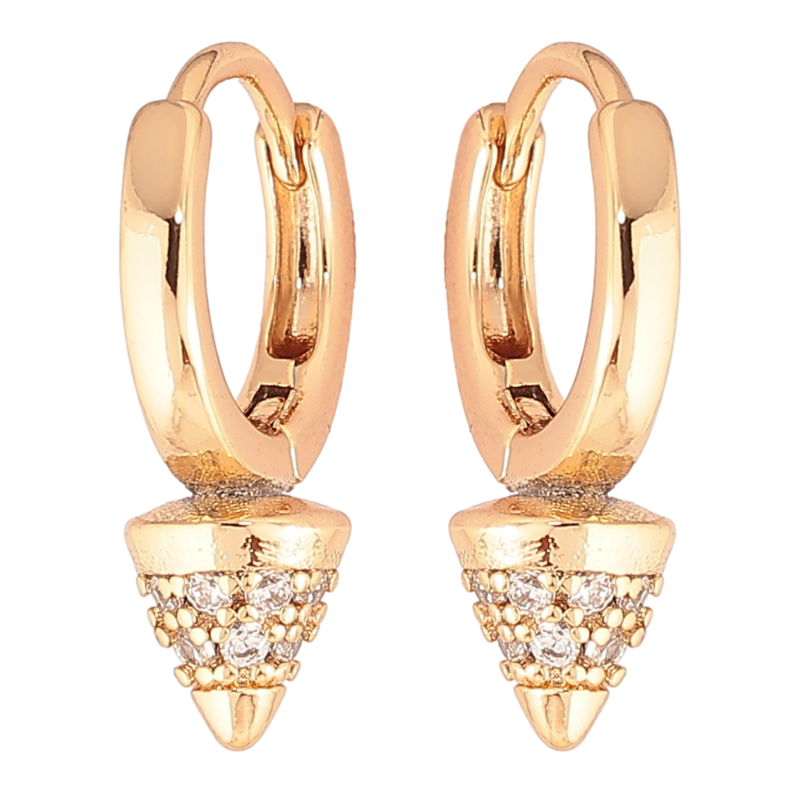 Серьги Xuping Позолота 18K колечки Конусы с цирконием фото №1 Серьги Xuping Позолота 18K колечки Конусы с цирконием фото №1