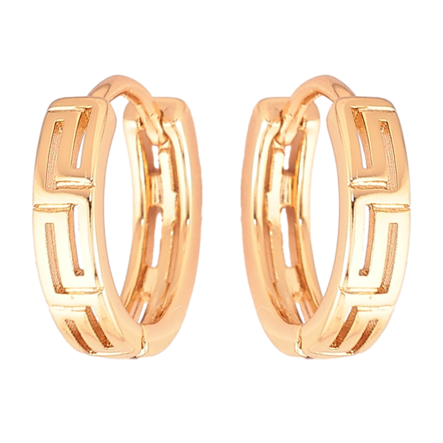 Сережки Xuping Позолота 18K колечка «Грецький візерунок» фото №1