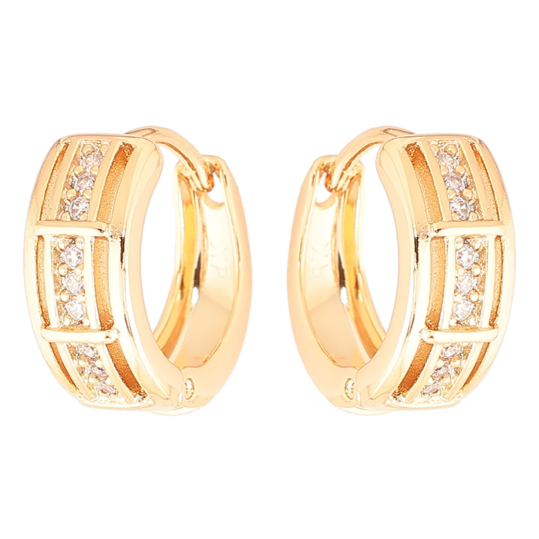 Сережки Xuping Позолота 18K колечка «Візерунок з доріжкою цирконію» фото №1
