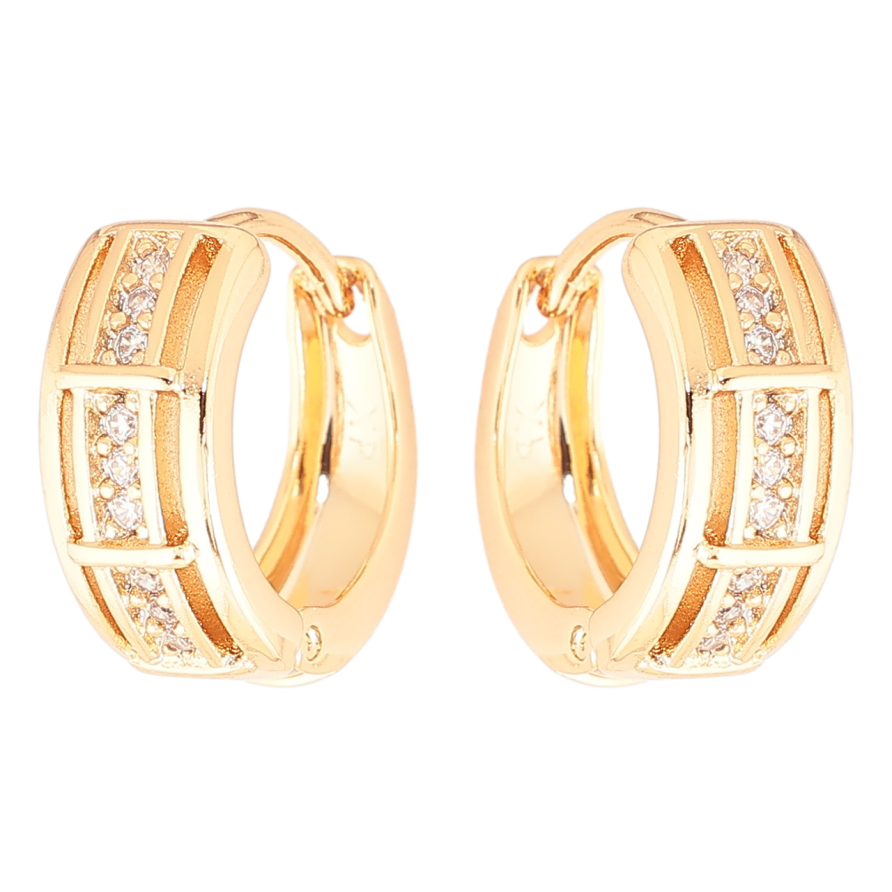 Сережки Xuping Позолота 18K колечка «Візерунок з доріжкою цирконію» фото №1