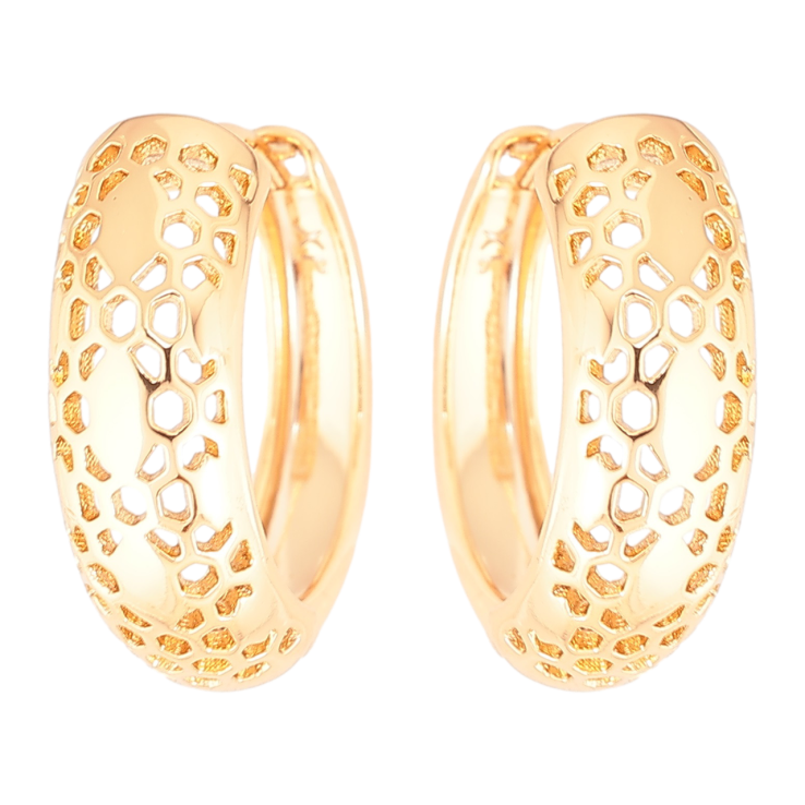 Серьги Xuping Позолота 18K колечки Резной узор фото №13