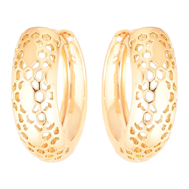 Серьги Xuping Позолота 18K колечки Резной узор фото №1 Серьги Xuping Позолота 18K колечки Резной узор фото №1