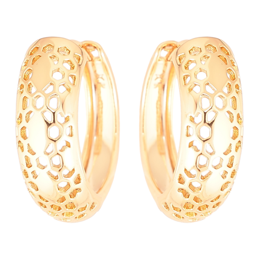 Серьги Xuping Позолота 18K колечки Резной узор фото №1