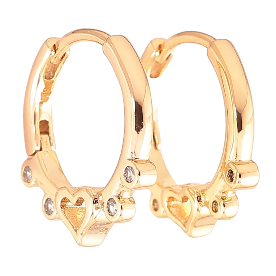 Серьги Xuping Позолота 18K колечки Боковой узор сердечки с цирконием фото №1