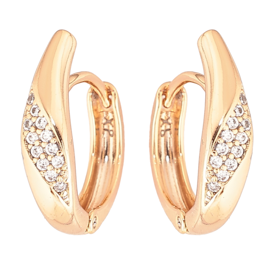 Сережки Xuping Позолота 18K колечка «Візерунок з цирконієм» фото №1