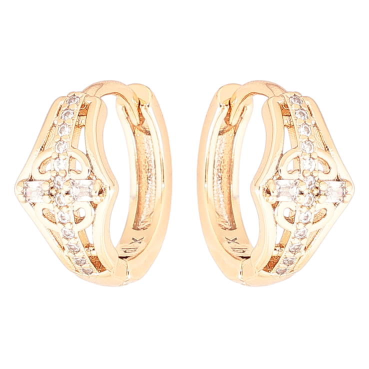 Сережки Xuping Позолота 18K колечка «Візерунок з цирконієм» фото №6 Сережки Xuping Позолота 18K колечка «Візерунок з цирконієм» фото №6