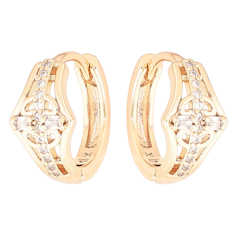 Сережки Xuping Позолота 18K колечка «Візерунок з цирконієм» фото №1 Сережки Xuping Позолота 18K колечка «Візерунок з цирконієм» фото №1