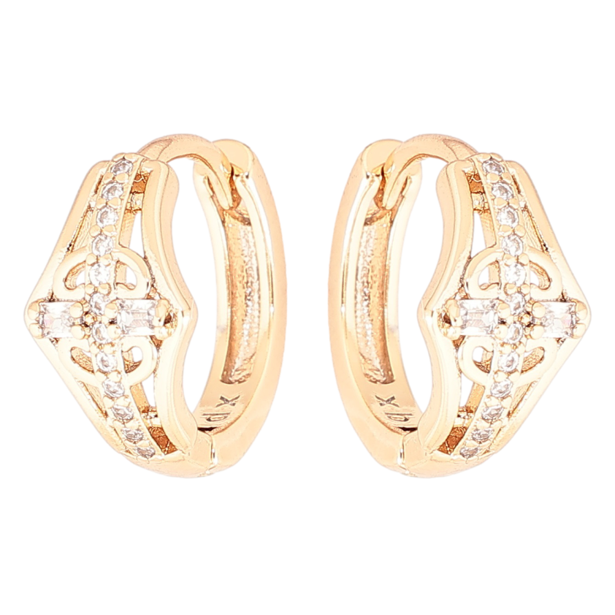 Сережки Xuping Позолота 18K колечка «Візерунок з цирконієм» фото №1