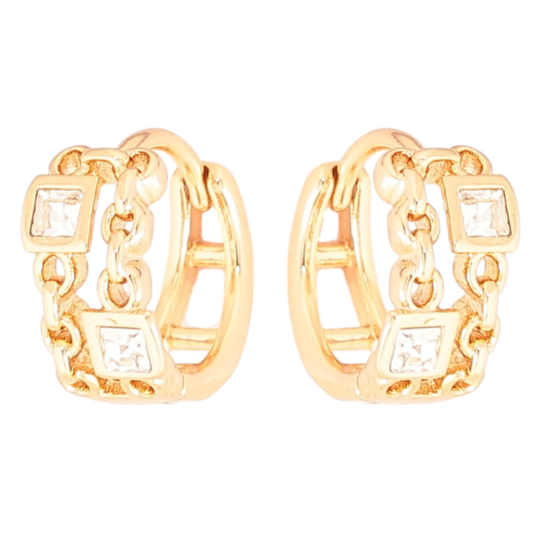 Серьги Xuping Позолота 18K колечки Узор цепочка с кристаллами фото №1