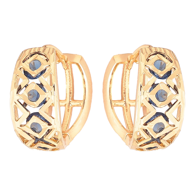 Серьги Xuping Позолота 18K колечки Узор с синими фианитами фото №17