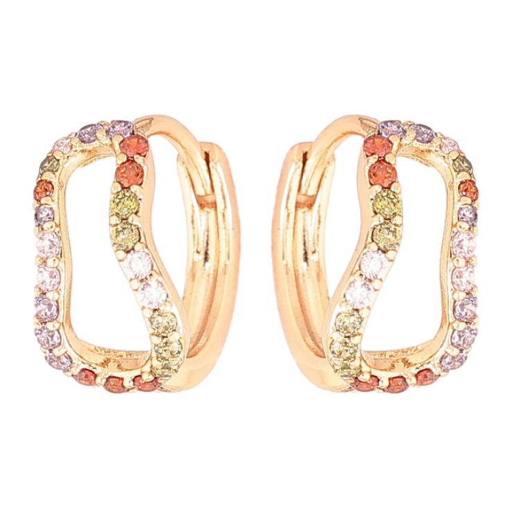 Серьги Xuping Позолота 18K колечки Фигурные с разноцветным цирконием фото №14