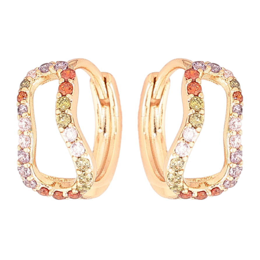 Серьги Xuping Позолота 18K колечки Фигурные с разноцветным цирконием фото №1