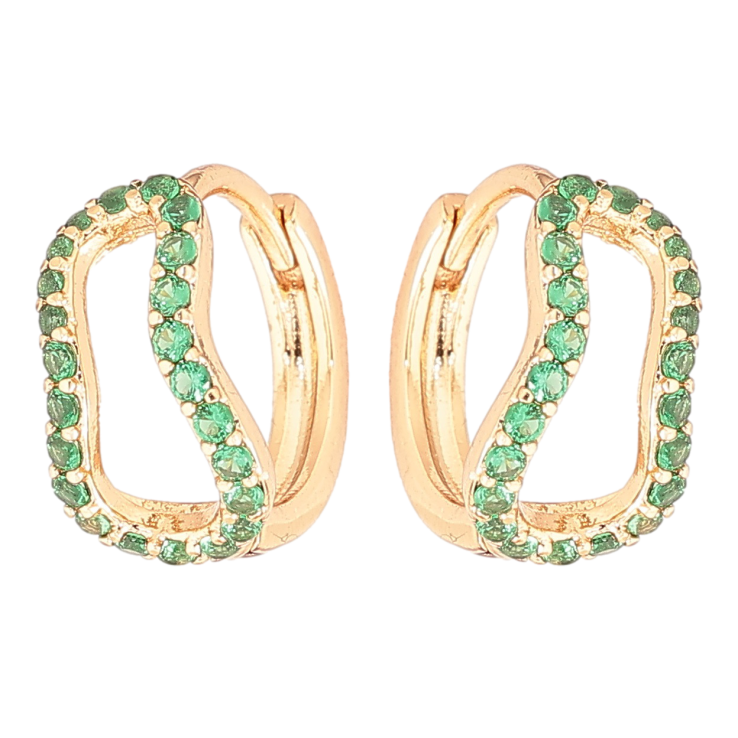 Сережки Xuping Позолота 18K колечка «Фігурні з зеленим цирконієм» фото №2 Сережки Xuping Позолота 18K колечка «Фігурні з зеленим цирконієм» фото №2