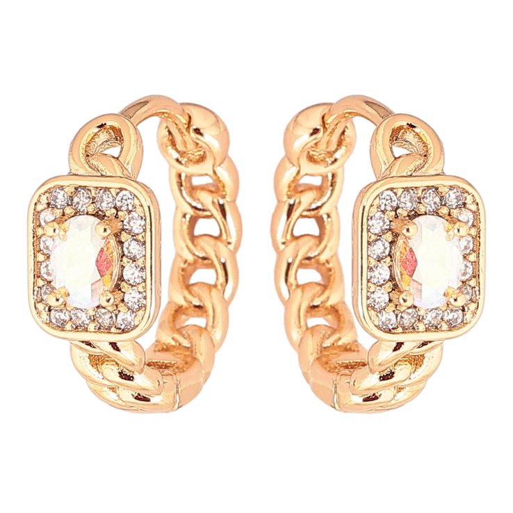 Сережки Xuping Позолота 18K колечка «Візерунок ланцюжок з райдужним фіанітом і цирконієм» фото №22