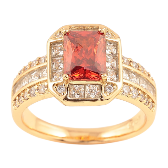 Кольцо Xuping Позолота 18K Красный фианит в обрамлении циркония фото №1