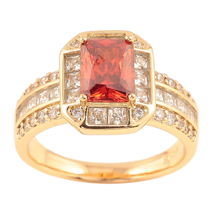 Кольцо Xuping Позолота 18K Красный фианит в обрамлении циркония фото №1 Кольцо Xuping Позолота 18K Красный фианит в обрамлении циркония фото №1
