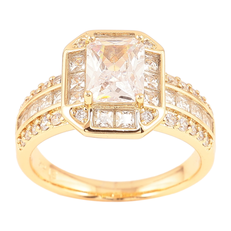 Кольцо Xuping Позолота 18K Фианит в обрамлении циркония фото №4 Кольцо Xuping Позолота 18K Фианит в обрамлении циркония фото №4