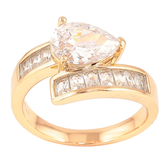 Каблучка Xuping Позолота 18K «Кришталева крапля на доріжці цирконію» фото №1 Каблучка Xuping Позолота 18K «Кришталева крапля на доріжці цирконію» фото №1