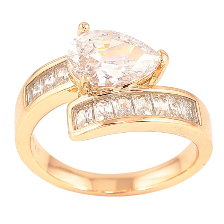 Каблучка Xuping Позолота 18K «Кришталева крапля на доріжці цирконію» фото №18