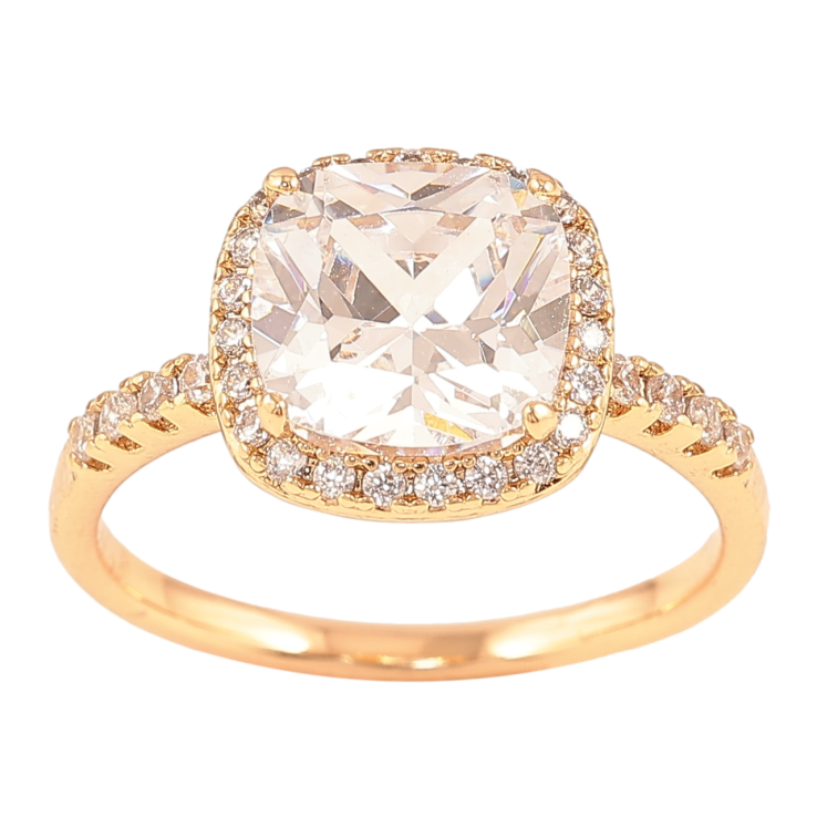 Кольцо Xuping Позолота 18K Фианит в обрамлении циркония фото №5 Кольцо Xuping Позолота 18K Фианит в обрамлении циркония фото №5