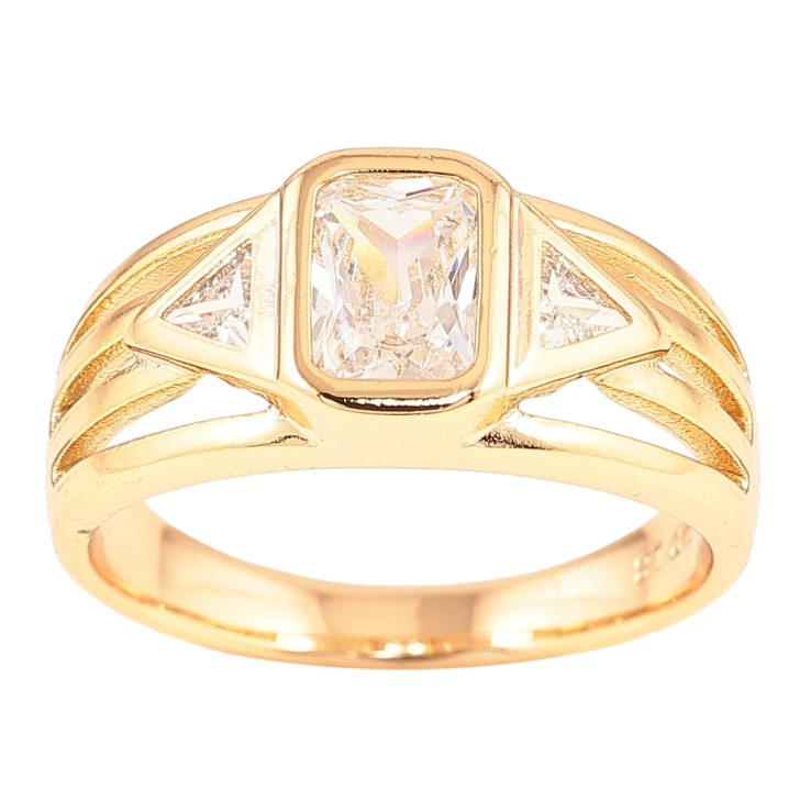 Кольцо Xuping Позолота 18K Узор с тремя кристаллами фото №12 Кольцо Xuping Позолота 18K Узор с тремя кристаллами фото №12