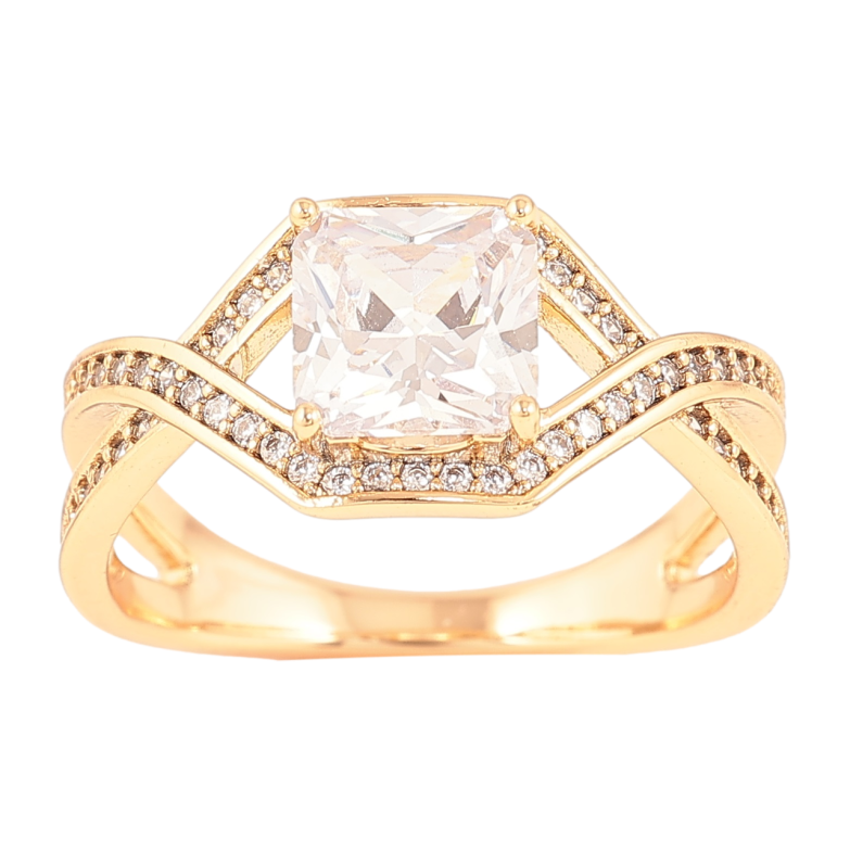 Кольцо Xuping Позолота 18K Фианит с дорожками циркония фото №1