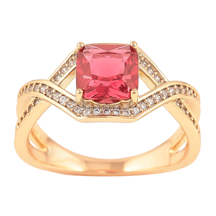 Кольцо Xuping Позолота 18K Дорожки циркония с красным фианитом фото №6 Кольцо Xuping Позолота 18K Дорожки циркония с красным фианитом фото №6