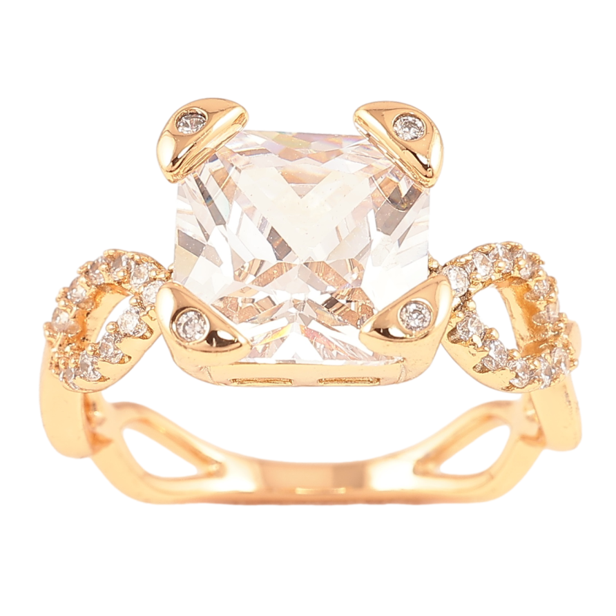 Кольцо Xuping Позолота 18K Фианит в декоративной оправе фото №1 Кольцо Xuping Позолота 18K Фианит в декоративной оправе фото №1