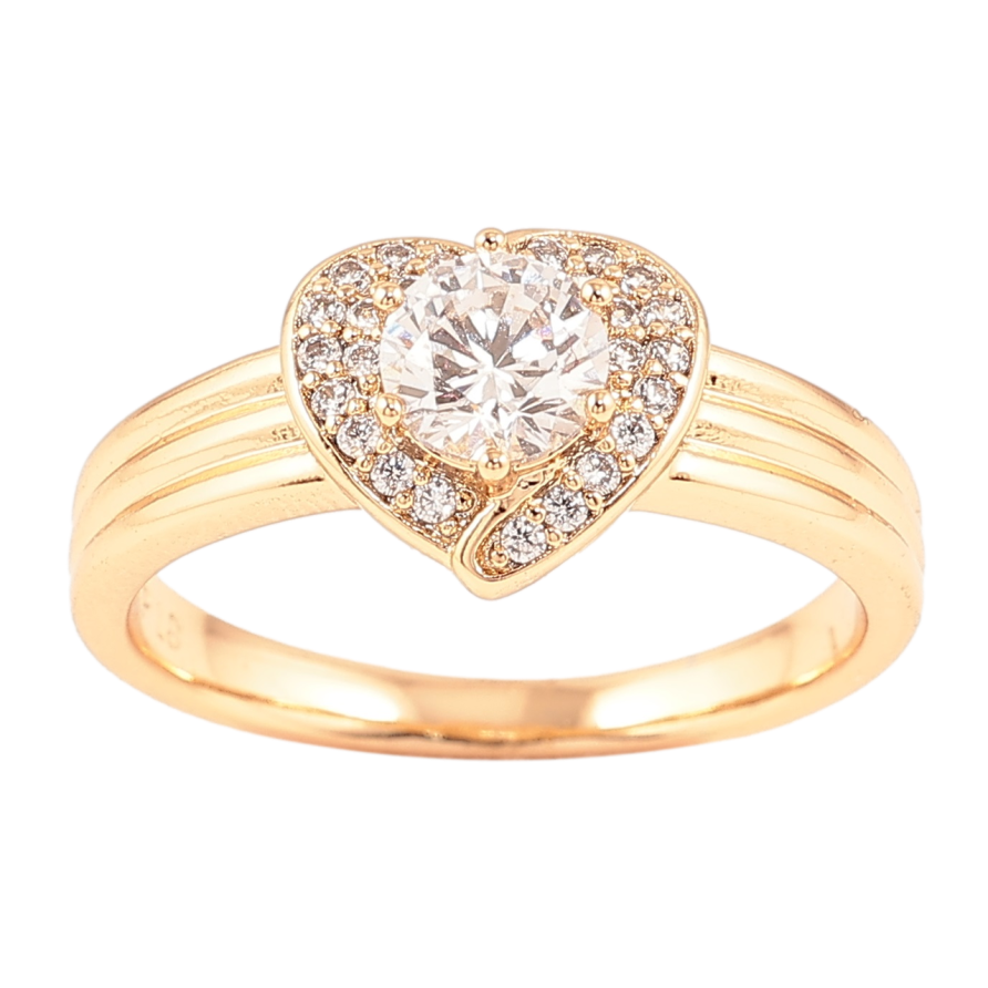 Каблучка Xuping Позолота 18K «Серце з цирконієм» фото №1