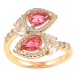 Кольцо Xuping Позолота 18K Узор с малиновыми фианитами и цирконием фото №1 Кольцо Xuping Позолота 18K Узор с малиновыми фианитами и цирконием фото №1