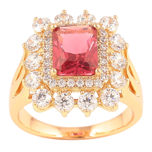 Кольцо Xuping Позолота 18K Инкрустация цирконием и малиновым фианитом фото №1