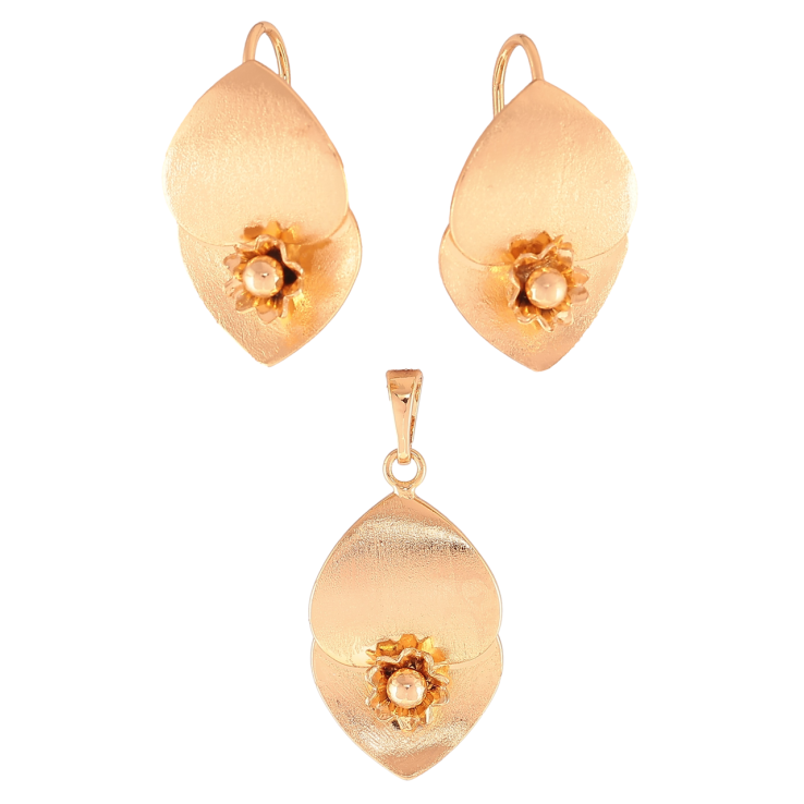 Набір Xuping Позолота 18K Сережки Кулон «Декоративний візерунок із квіточками та шагренью» фото №9