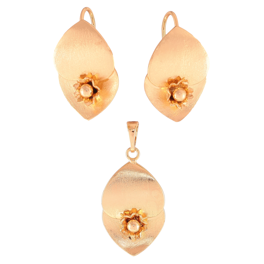 Набір Xuping Позолота 18K Сережки Кулон «Декоративний візерунок із квіточками та шагренью» фото №1