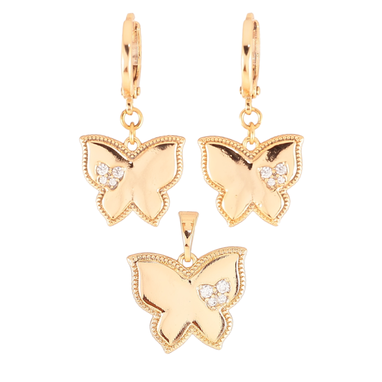 Набор Xuping Позолота 18K Серьги Кулон Бабочки с цирконием фото №1