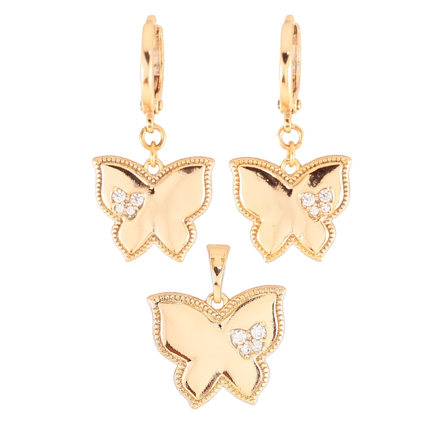 Набір Xuping Позолота 18K Сережки Кулон «Метелики з цирконієм» фото №1