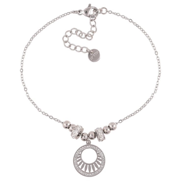 Браслет Xuping ТТМ Stainless Steel колір Родій «Ланцюжок з намистинами та підвіскою» з дод.ланцюгом 19-24см х 1.5мм фото №2 Браслет Xuping ТТМ Stainless Steel колір Родій «Ланцюжок з намистинами та підвіскою» з дод.ланцюгом 19-24см х 1.5мм фото №2