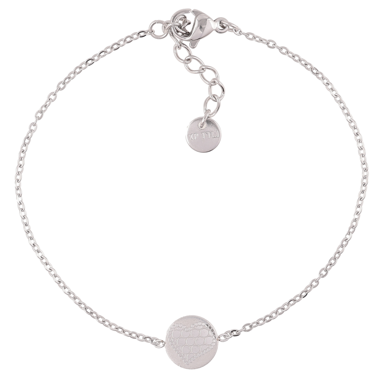 Браслет Xuping ТТМ Stainless Steel колір Родій «Ланцюжок з колом візерунок сердечко» з дод.ланцюгом 17.5-20см х 1мм фото №1