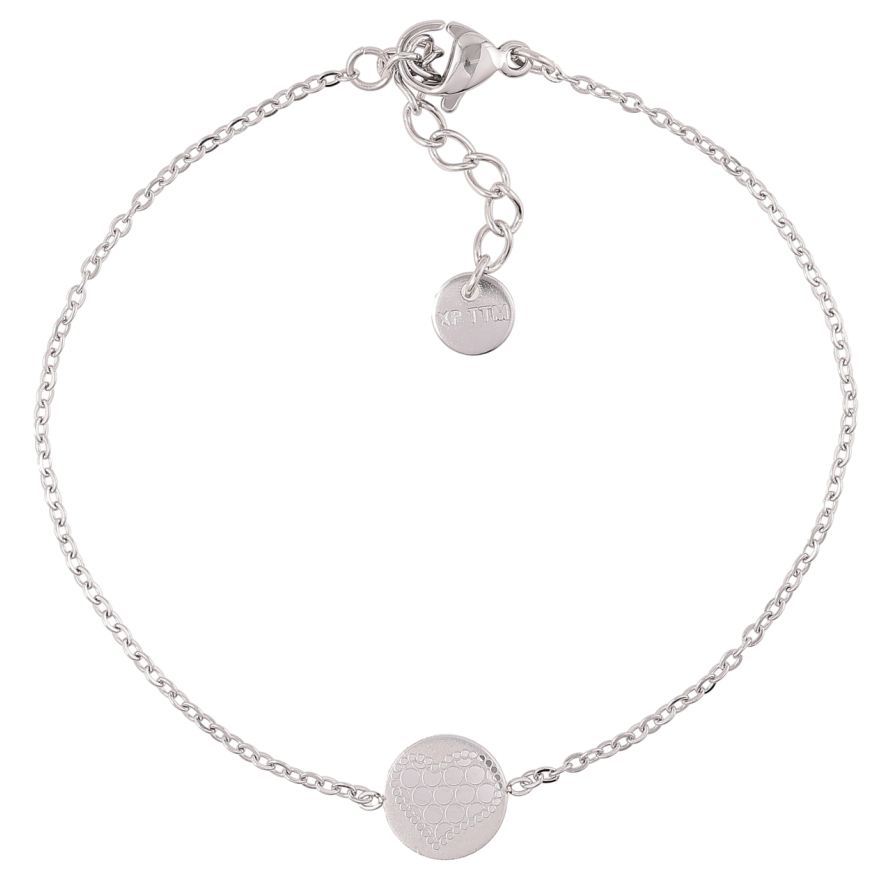 Браслет Xuping ТТМ Stainless Steel цвет Родий Цепочка с кругом узор сердечко с доп.цеп 17.5-20см х 1мм фото №1