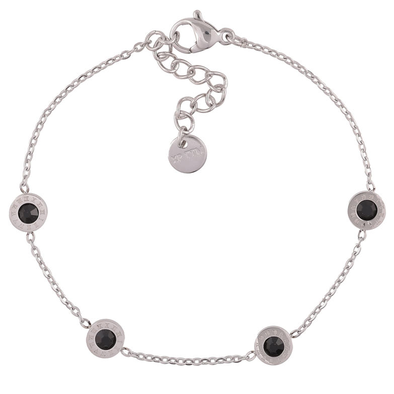 Браслет Xuping ТТМ Stainless Steel цвет Родий Цепочка с декоративными вставками с доп.цеп 16-19см х 1.5мм фото №1