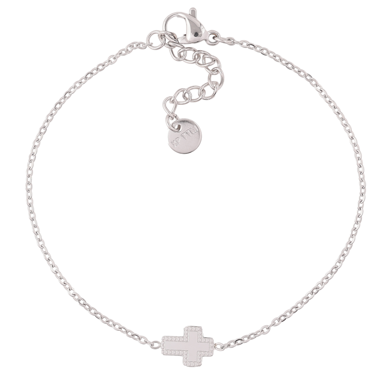 Браслет Xuping ТТМ Stainless Steel колір Родій «Ланцюжок зі вставкою Хрестик» з доп.ланцюгом 17-20см х 1мм фото №2 Браслет Xuping ТТМ Stainless Steel колір Родій «Ланцюжок зі вставкою Хрестик» з доп.ланцюгом 17-20см х 1мм фото №2