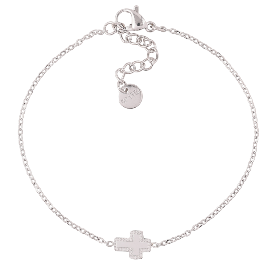 Браслет Xuping ТТМ Stainless Steel цвет Родий Цепочка с вставкой Крестик с доп.цеп 17-20см х 1мм фото №1